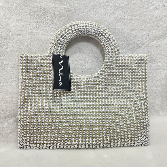*New Low price! * Nina Ruri Silver Bead Bag - Picture 1 of 6